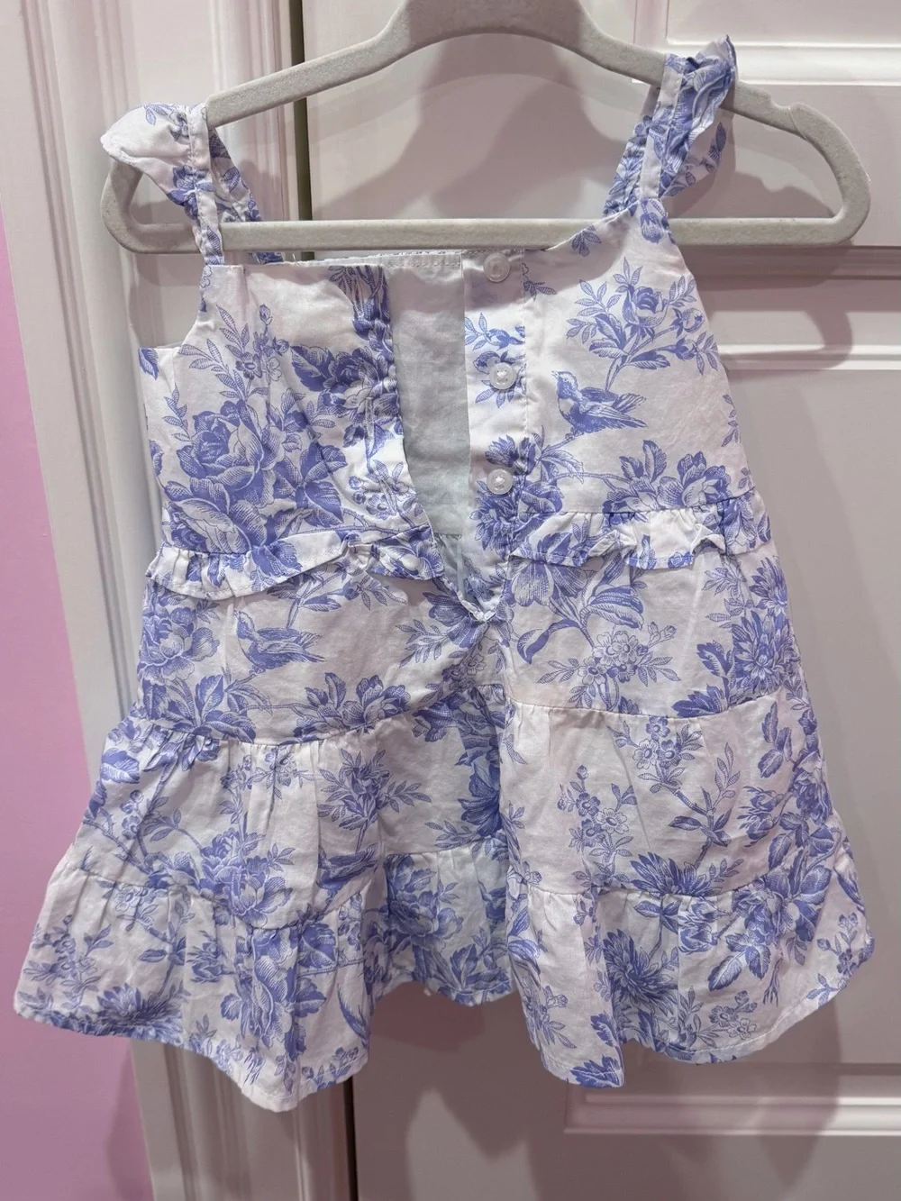 Janie and Jack White Camisole Dress with Blue Floral Print